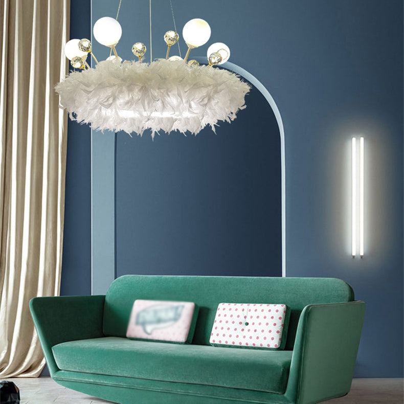 Multi-lights ring plafond hanglampen moderne stijl veer kroonluchter verlichting