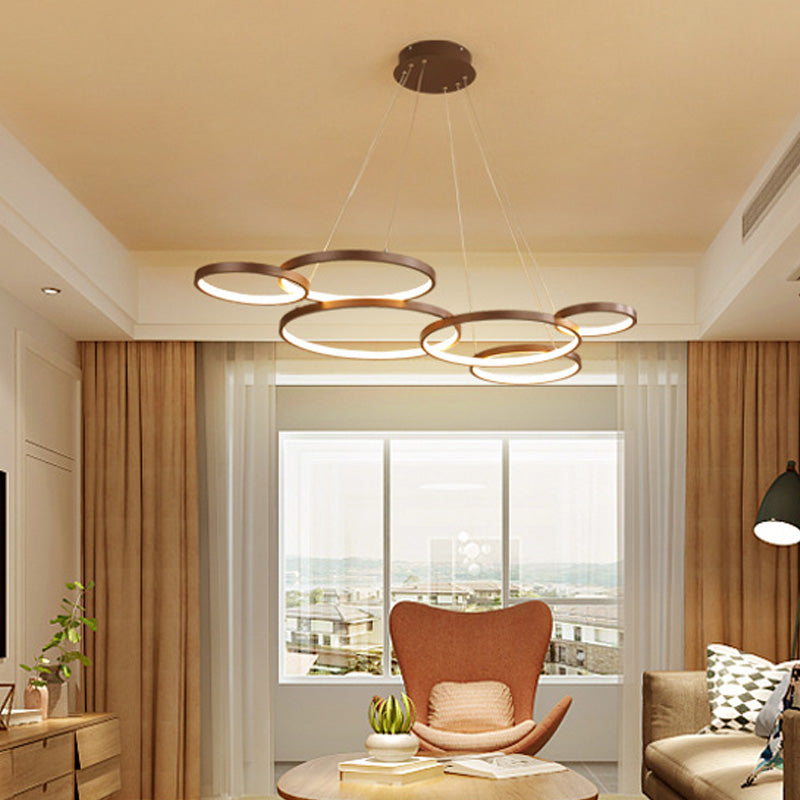 Metalen ringverhangverlichting Moderne stijl Multi -lichten kroonluchter lamp
