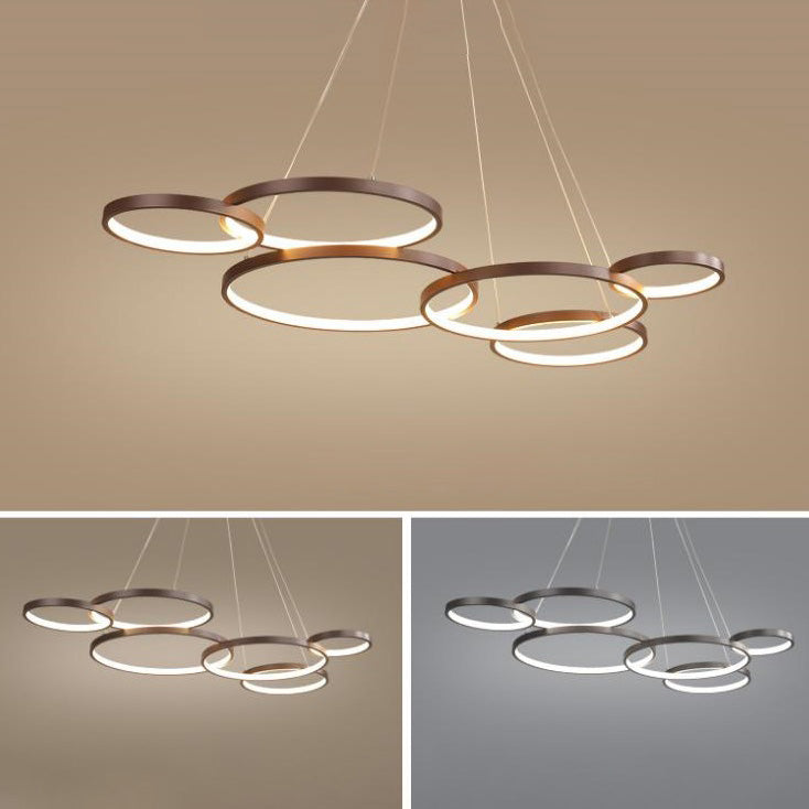 Metalen ringverhangverlichting Moderne stijl Multi -lichten kroonluchter lamp