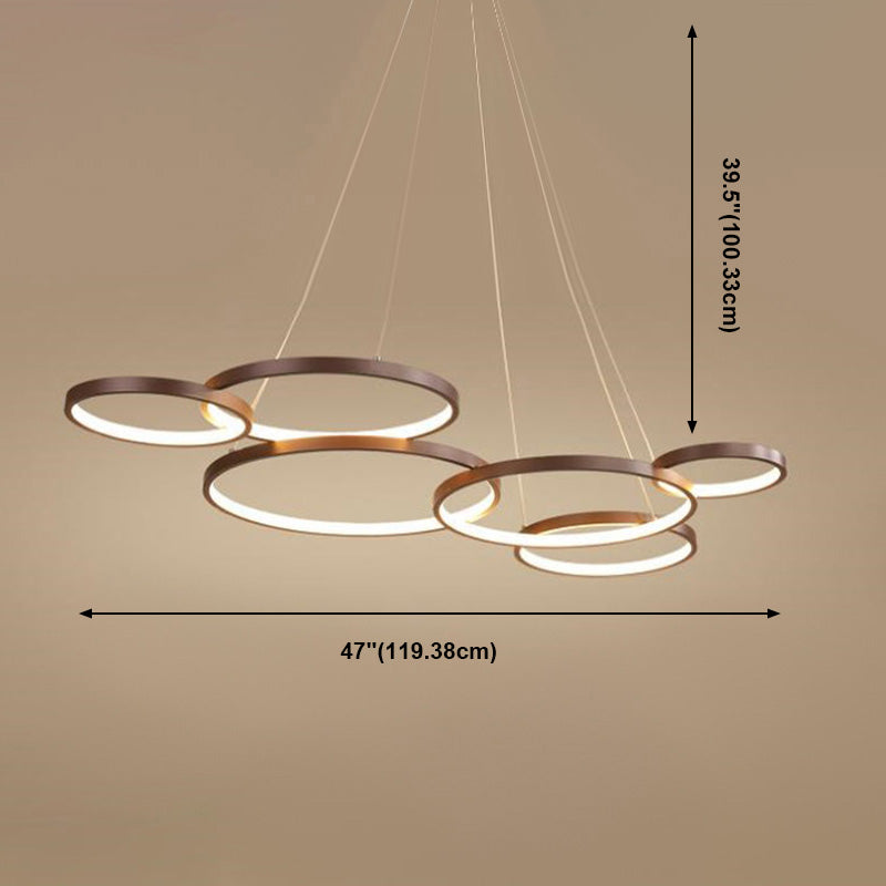 Metalen ringverhangverlichting Moderne stijl Multi -lichten kroonluchter lamp