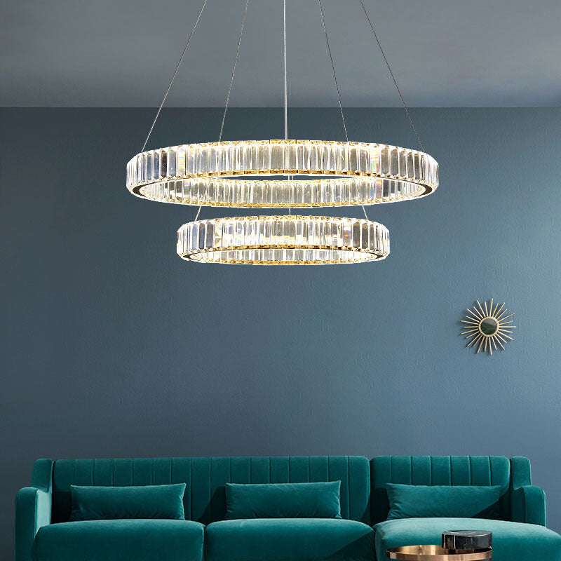 Ring Clear Crystal Hanging Ceiling Lights Modern Style Pendant Lighting Fixtures