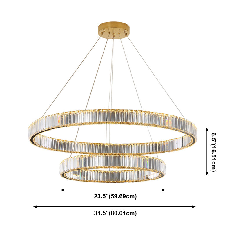 Ring Clear Crystal Hanging Ceiling Lights Modern Style Pendant Lighting Fixtures