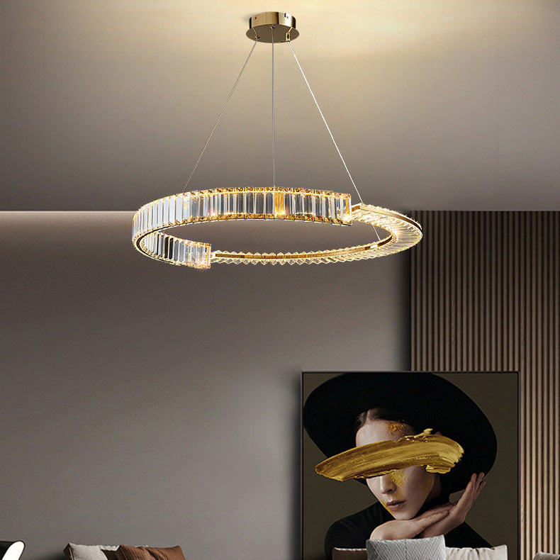 Moderne stijl helder kristal plafond hanger lichtring hangende verlichtingsarmaturen