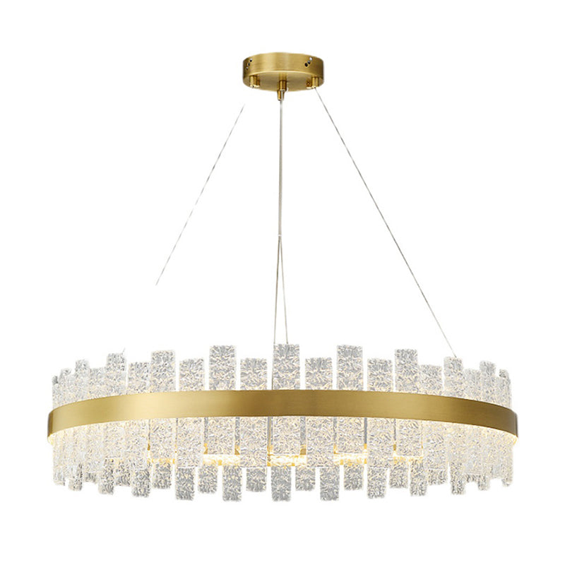 Light Luxury Style LED Pendant Chandelier Circular Glass Chandelier Lamp for Living Room
