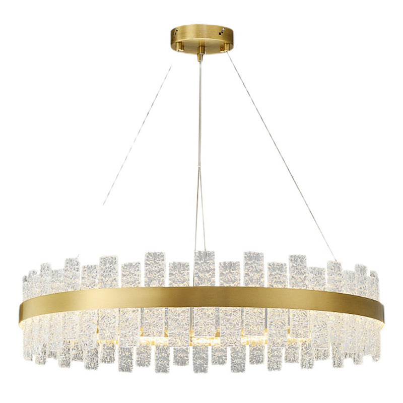 Light Luxury Style LED Pendant Chandelier Circular Glass Chandelier Lamp for Living Room