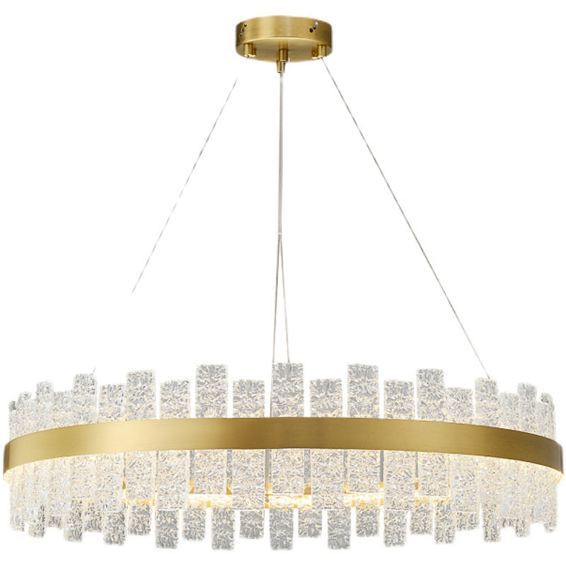 Light Luxury Style LED Pendant Chandelier Circular Glass Chandelier Lamp for Living Room