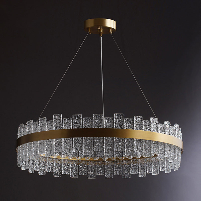 Lichte luxe -stijl LED hangsel kroonluchter cirkelvormige glazen kroonluchter lamp voor woonkamer