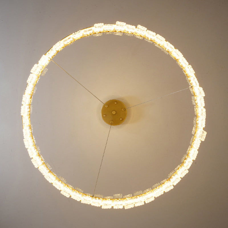 Light Luxury Style LED Pendant Chandelier Circular Glass Chandelier Lamp for Living Room