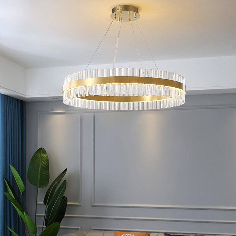 Contemporary Circular LED Chandelier Pendant Light Crystal Ceiling Pendant Light