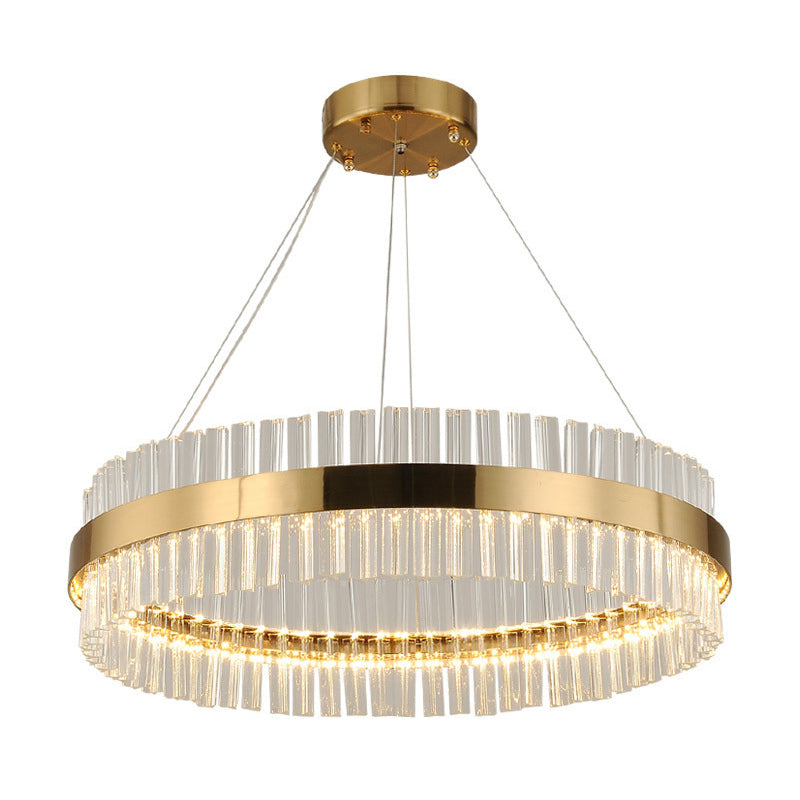 Contemporary Circular LED Chandelier Pendant Light Crystal Ceiling Pendant Light