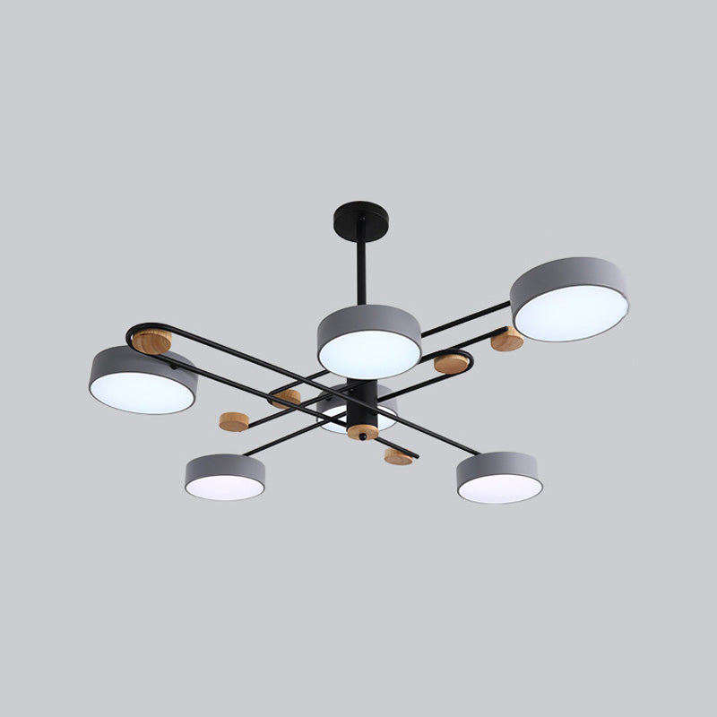 Stile moderno a soffitto cilindro a sospensione in metallo multi luci lampada a sospensione