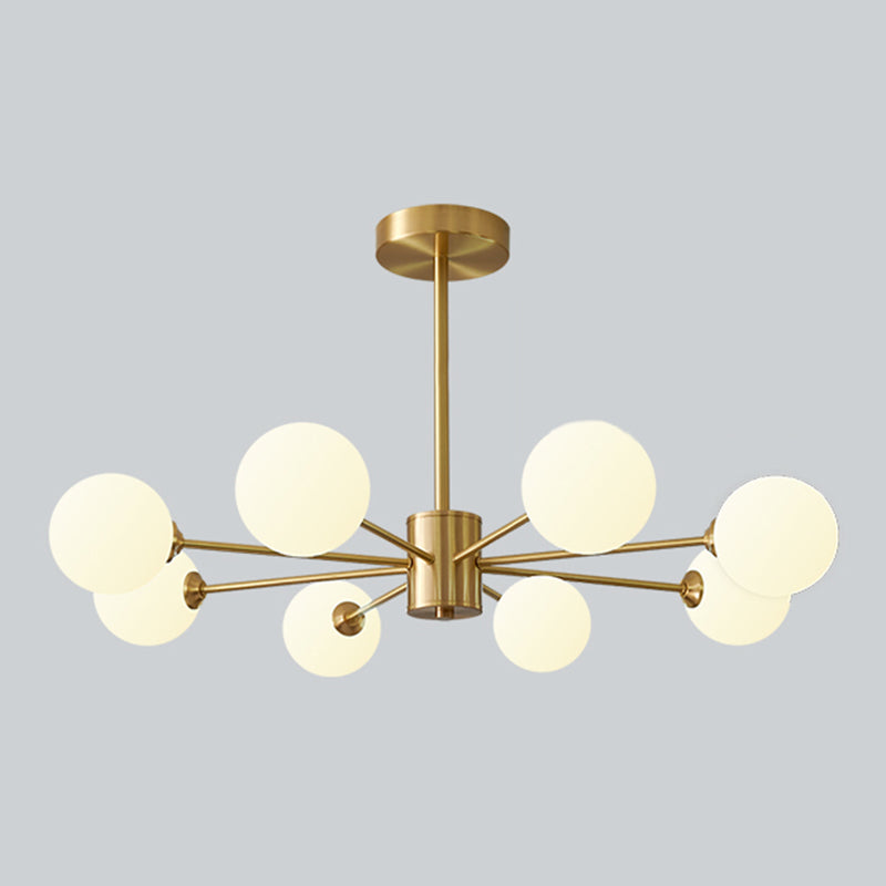 Modern Simplicity Chandelier Light Opal Glass Shade Living Room Lighting Fixture