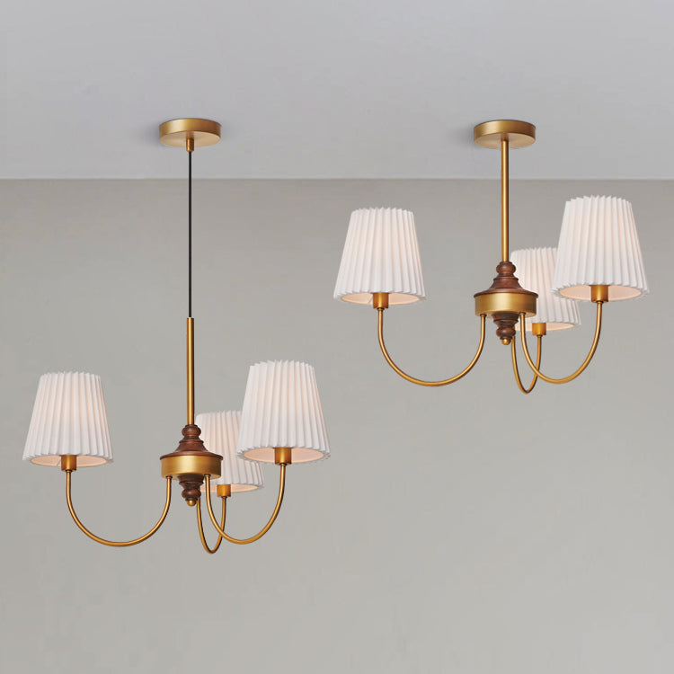 Cone Chandelier Light Traditional 3-Light Suspension Light with Fabric Shade