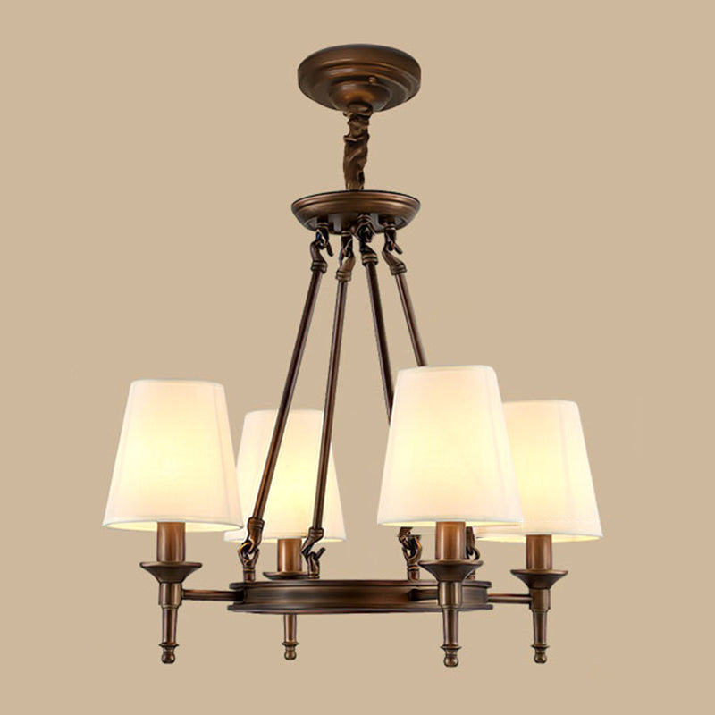 Wagon Wheel Light Fixture Traditional Multi-Head Chandelier Pendant Light with White Fabric Shade