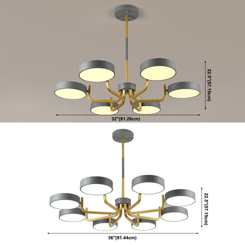 Nordic Round LED Chandelier Metallic Bedroom Living Room Suspension Lighting Fixture
