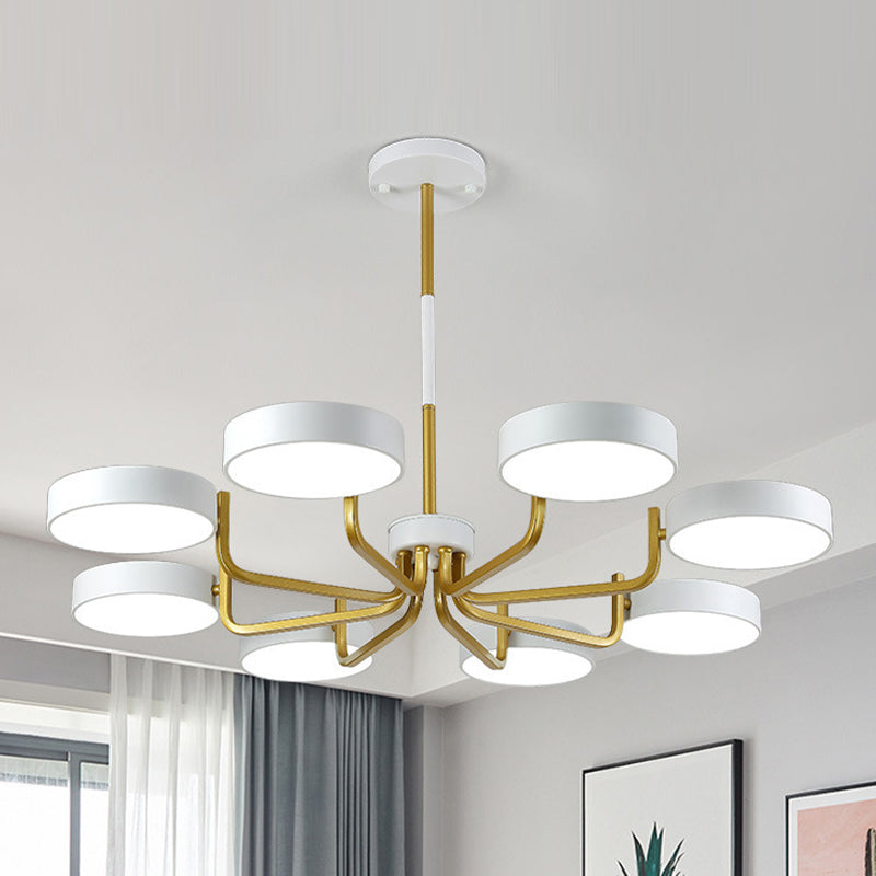 Nordic Round LED Chandelier Metallic Bedroom Living Room Suspension Lighting Fixture