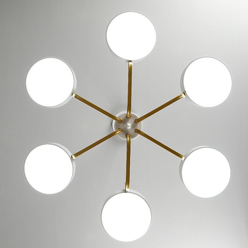 Nordic Round LED Chandelier Metallic Bedroom Living Room Suspension Lighting Fixture