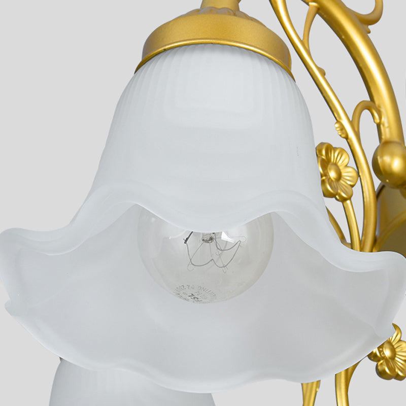 Flower Chandelier Lighting Fixtures Traditional Multi-Head Suspension Light with White Glass Shade