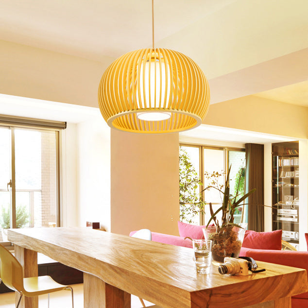 1 Licht hängende Lichtkit Asian Style Schüssel Form Holz Anhänger Beleuchtung