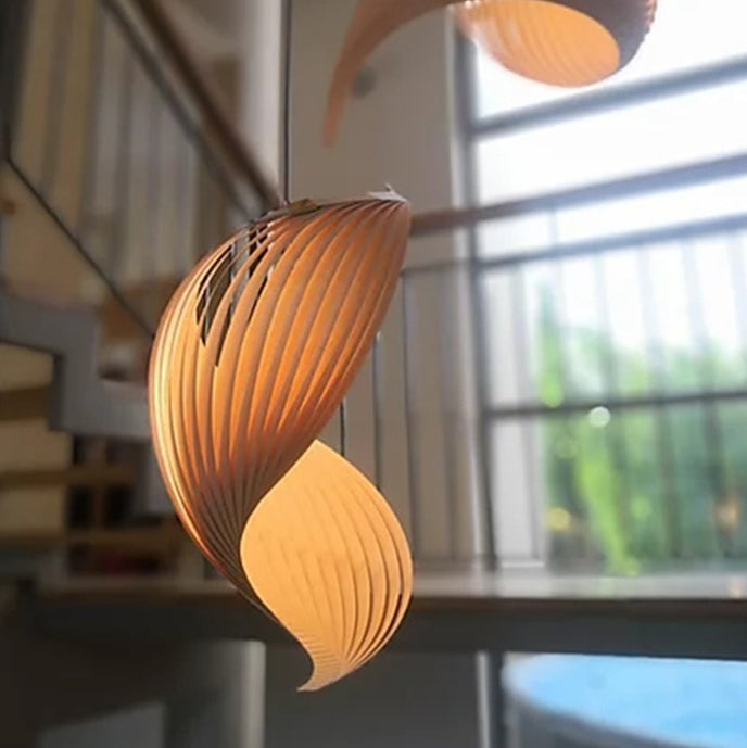 Lumo a sospensione in legno a forma di conchiglia Lampada sospesa per la caffetteria