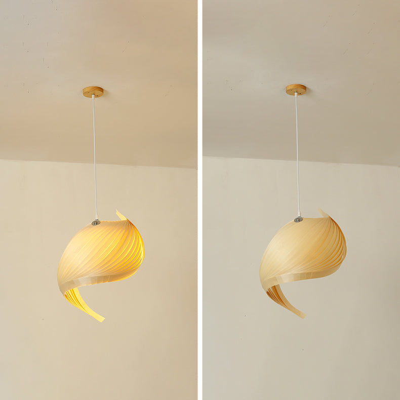 Lumo a sospensione in legno a forma di conchiglia Lampada sospesa per la caffetteria