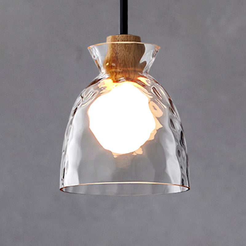 1-Light Geometric Shape Hanging Light Nordic Style Pendant Lamp with Clear Glass Shade