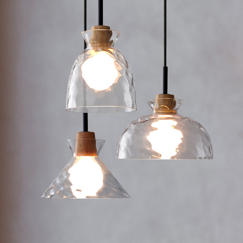 1-Light Geometric Shape Hanging Light Nordic Style Pendant Lamp with Clear Glass Shade