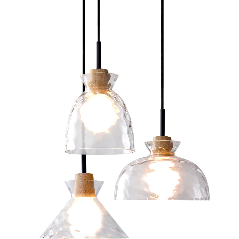 1-Light Geometric Shape Hanging Light Nordic Style Pendant Lamp with Clear Glass Shade