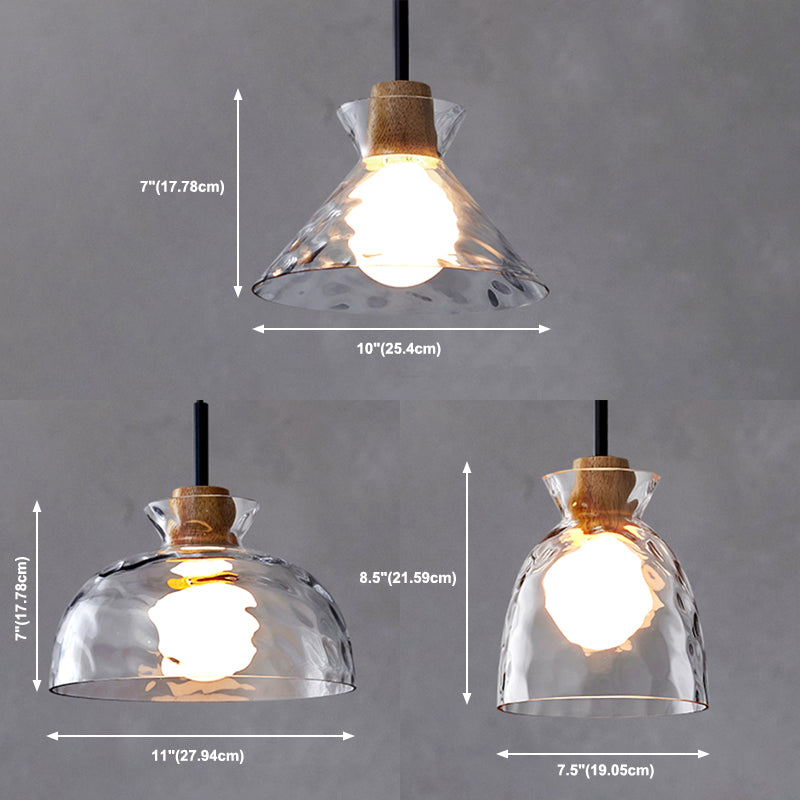 1-Light Geometric Shape Hanging Light Nordic Style Pendant Lamp with Clear Glass Shade