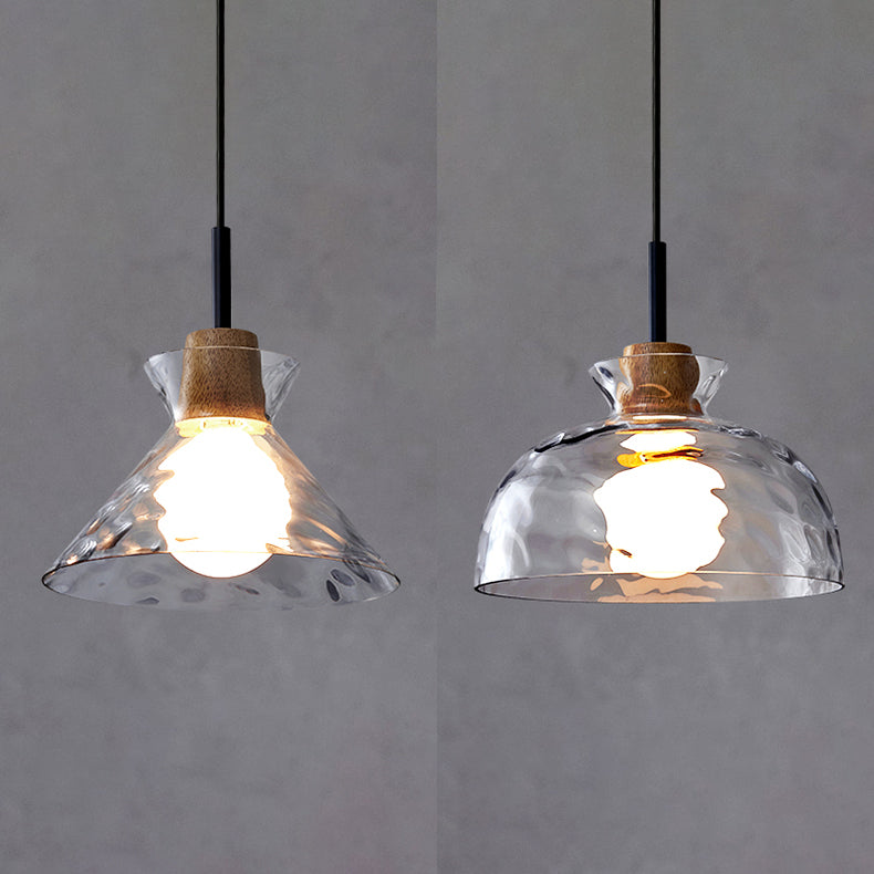 1-Light Geometric Shape Hanging Light Nordic Style Pendant Lamp with Clear Glass Shade