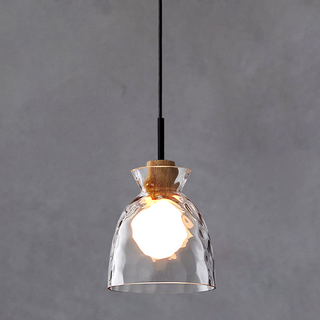 1-Light Geometric Shape Hanging Light Nordic Style Pendant Lamp with Clear Glass Shade