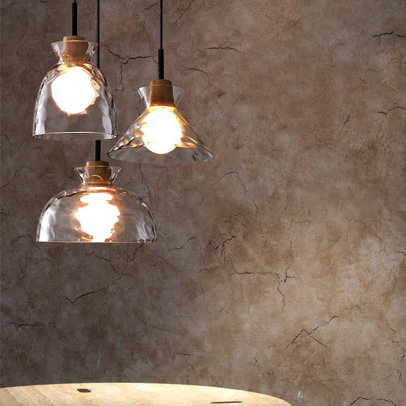 1-Light Geometric Shape Hanging Light Nordic Style Pendant Lamp with Clear Glass Shade