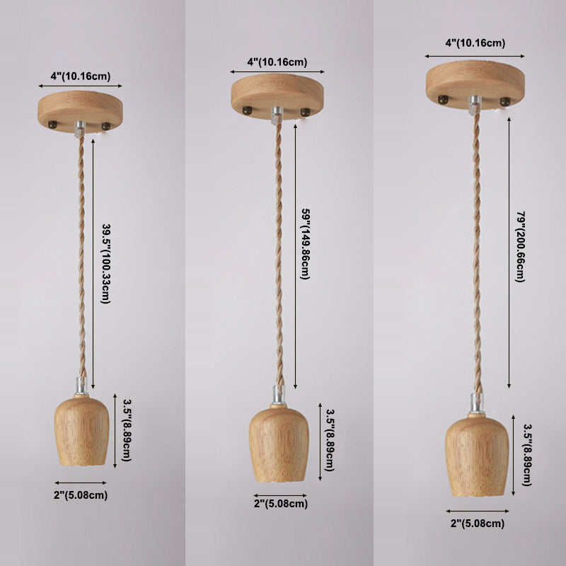 Offene Glühbirne hängende Licht nach unten Licht Holzhängung Licht für Wohnzimmer Schlafzimmer