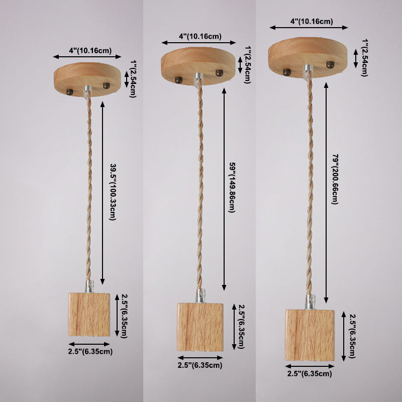 Offene Glühbirne hängende Licht nach unten Licht Holzhängung Licht für Wohnzimmer Schlafzimmer