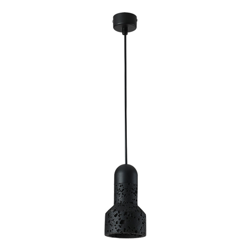 Single Head Stone Hanging Light Contemporary Creative Suspension Pendant in Black