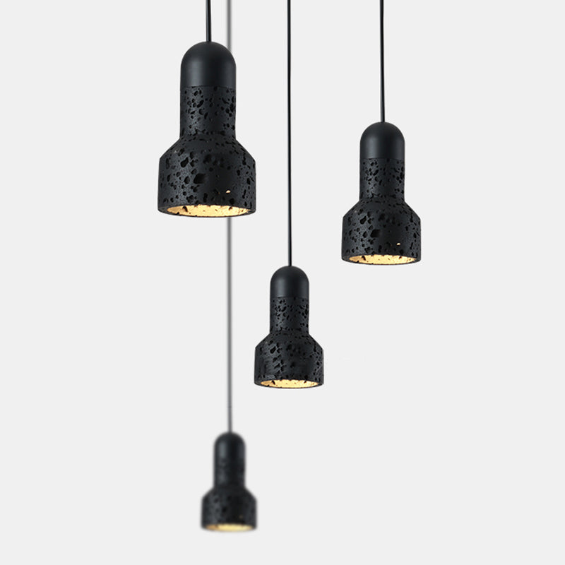 Single Head Stone Hanging Light Contemporary Creative Suspension Pendant in Black