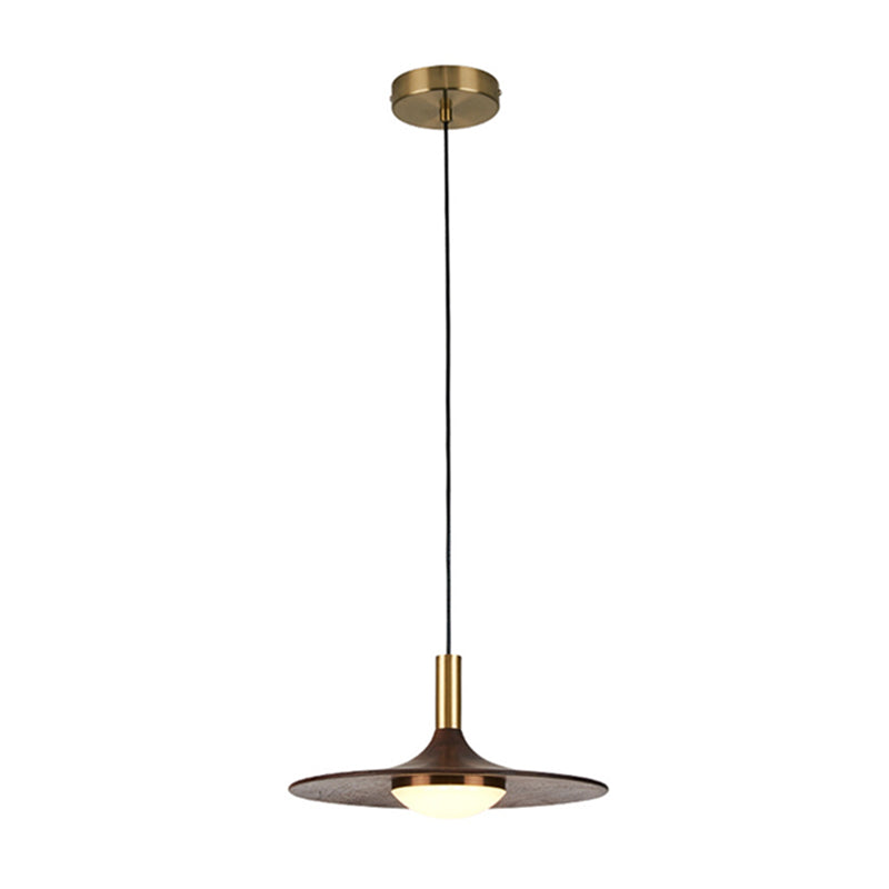 Le lampadario a sospensione a sospensione contemporanea con tonalità piatto in legno.