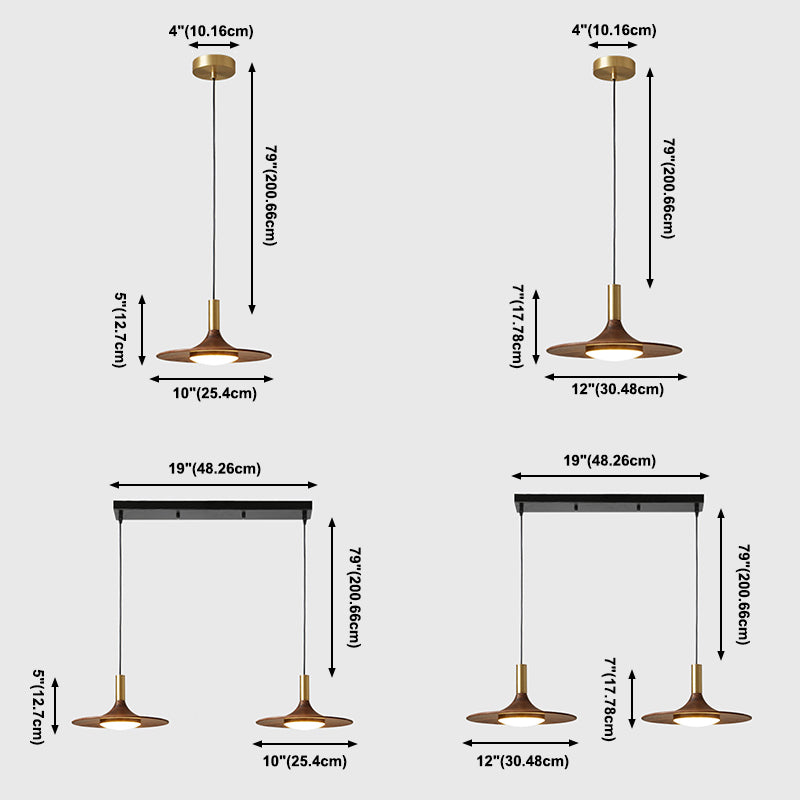 Le lampadario a sospensione a sospensione contemporanea con tonalità piatto in legno.