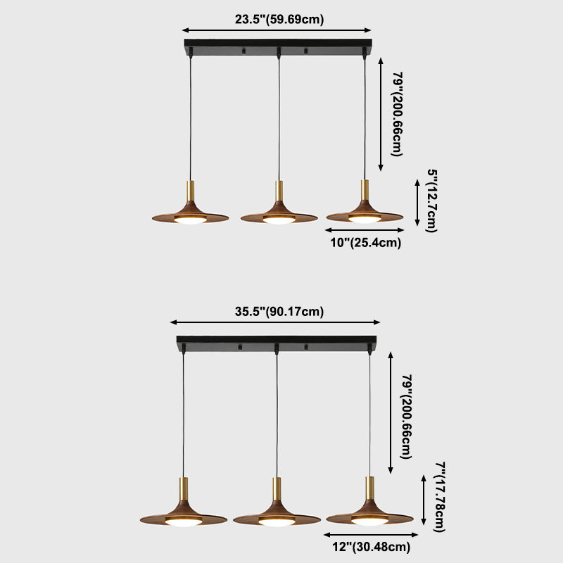 Le lampadario a sospensione a sospensione contemporanea con tonalità piatto in legno.