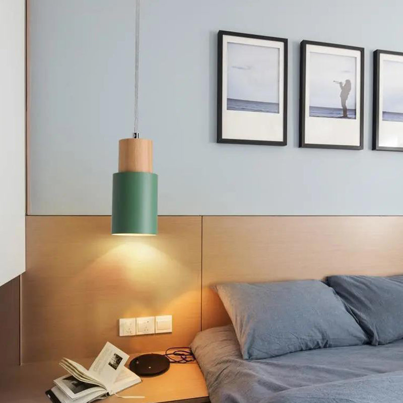 1 Light Modern Pendants Light Fixtures Cylinder Hanging Light for Living Room