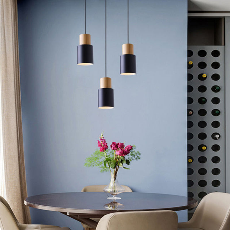 1 Light Modern Pendants Light Fixtures Cylinder Hanging Light for Living Room