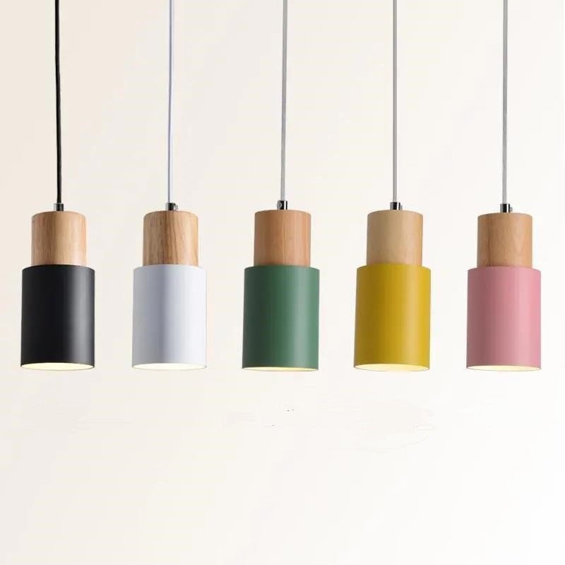 1 Light Modern Pendants Light Fixtures Cylinder Hanging Light for Living Room