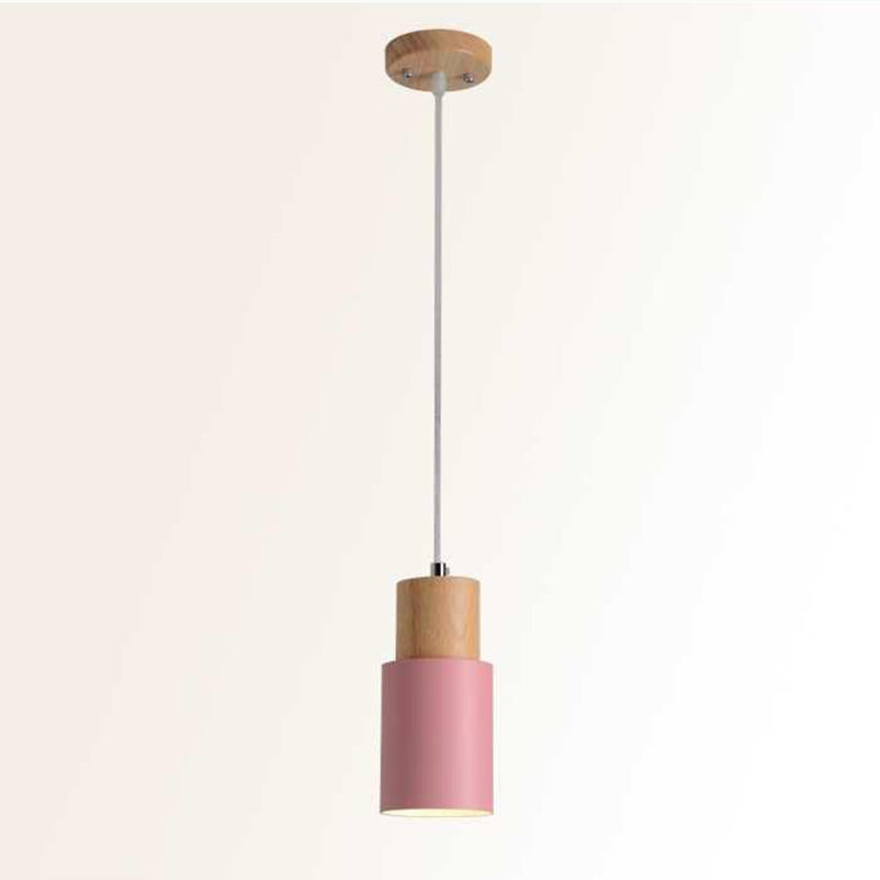 1 Light Modern Pendants Light Fixtures Cylinder Hanging Light for Living Room