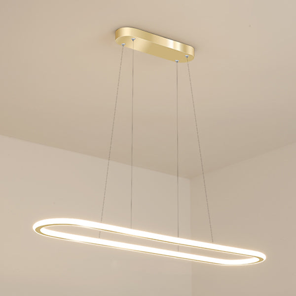 Oval LED Island Light White Acrylic Shade Hanging Lamp for Dinning Room