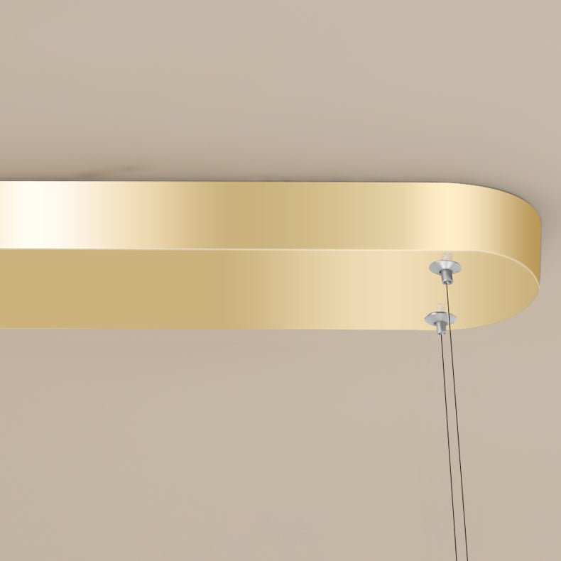 Oval LED Island Light White Acrylic Shade Hanging Lamp for Dinning Room