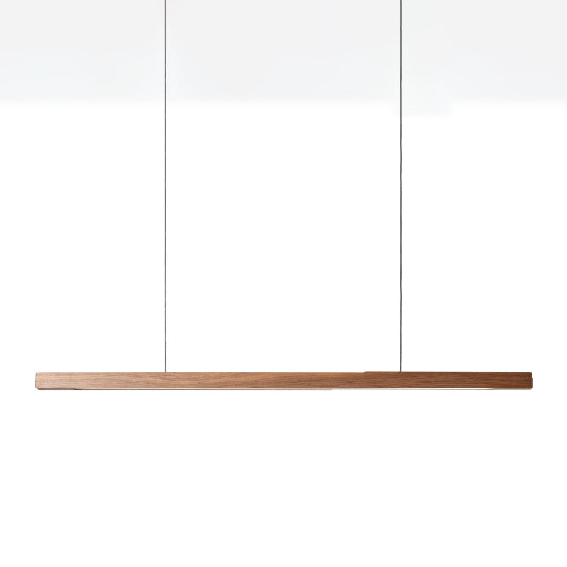 Minimalist 1 Light Wood Island Lamp Linear LED  Long Strip Hanging Light