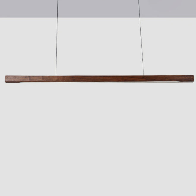 Minimalist 1 Light Wood Island Lamp Linear LED  Long Strip Hanging Light