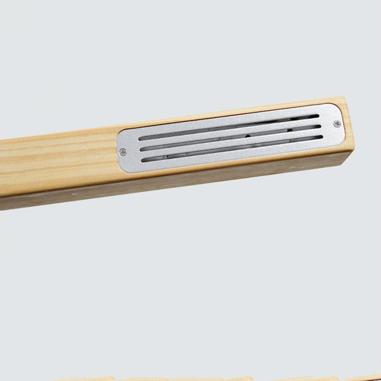 Minimalist 1 Light Wood Island Lamp Linear LED  Long Strip Hanging Light