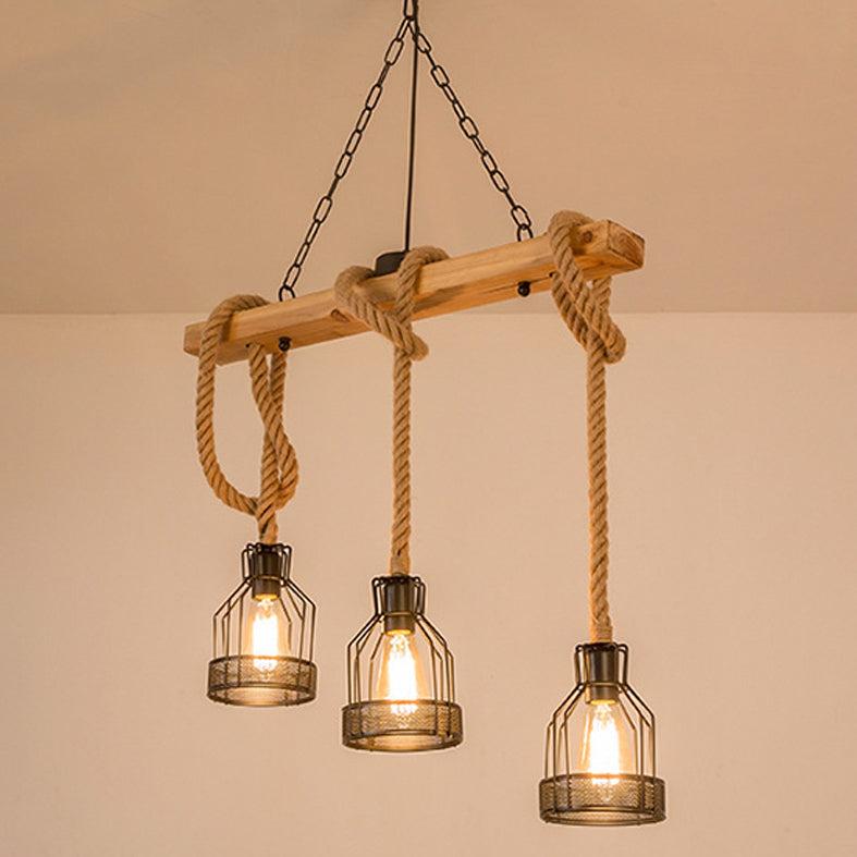 Birdcage Industrial Island Light Hemple d'éclairage de corde pour le café