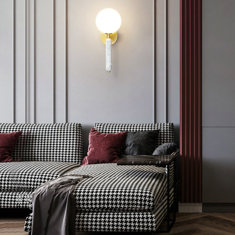 Zeitgenössische einfache Wandleuchte ein Kopf Marmorglas Wandmontage Leuchte für Wohnzimmer